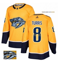 Mens Adidas Nashville Predators 8 Kyle Turris Authentic Gold Fashion Gold NHL Jersey 