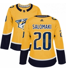 Womens Adidas Nashville Predators 20 Miikka Salomaki Authentic Gold Home NHL Jersey 