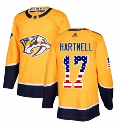 Youth Adidas Nashville Predators 17 Scott Hartnell Authentic Gold USA Flag Fashion NHL Jersey 