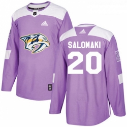 Youth Adidas Nashville Predators 20 Miikka Salomaki Authentic Purple Fights Cancer Practice NHL Jersey 