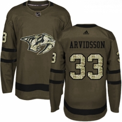 Youth Adidas Nashville Predators 33 Viktor Arvidsson Authentic Green Salute to Service NHL Jersey 