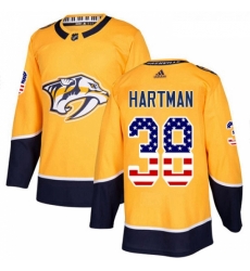 Youth Adidas Nashville Predators 38 Ryan Hartman Authentic Gold USA Flag Fashion NHL Jersey 