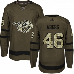 Youth Adidas Nashville Predators 46 Pontus Aberg Authentic Green Salute to Service NHL Jersey 