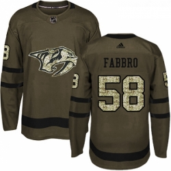 Youth Adidas Nashville Predators 58 Dante Fabbro Authentic Green Salute to Service NHL Jersey 