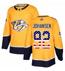 Youth Adidas Nashville Predators 92 Ryan Johansen Authentic Gold USA Flag Fashion NHL Jersey 