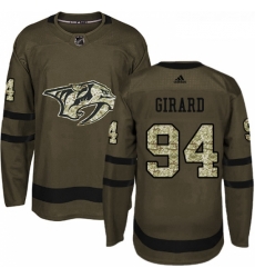 Youth Adidas Nashville Predators 94 Samuel Girard Authentic Green Salute to Service NHL Jersey 