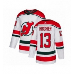 Mens Adidas New Jersey Devils 13 Nico Hischier Authentic White Alternate NHL Jersey 