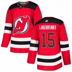 Mens Adidas New Jersey Devils 15 Jamie Langenbrunner Authentic Red Drift Fashion NHL Jersey 