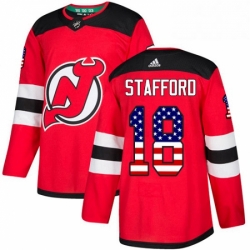 Mens Adidas New Jersey Devils 18 Drew Stafford Authentic Red USA Flag Fashion NHL Jersey 