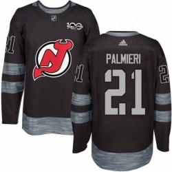 Mens Adidas New Jersey Devils 21 Kyle Palmieri Authentic Black 1917 2017 100th Anniversary NHL Jersey 