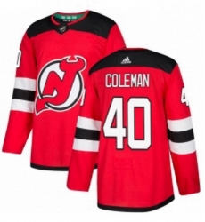 Mens Adidas New Jersey Devils 40 Blake Coleman Authentic Red Home NHL Jersey 