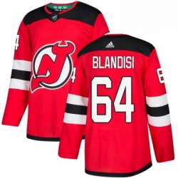 Mens Adidas New Jersey Devils 64 Joseph Blandisi Authentic Red Home NHL Jersey 