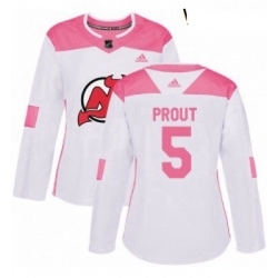 Womens Adidas New Jersey Devils 5 Dalton Prout Authentic WhitePink Fashion NHL Jersey 