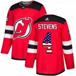 Youth Adidas New Jersey Devils 4 Scott Stevens Authentic Red USA Flag Fashion NHL Jersey 