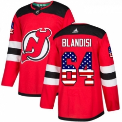 Youth Adidas New Jersey Devils 64 Joseph Blandisi Authentic Red USA Flag Fashion NHL Jersey 