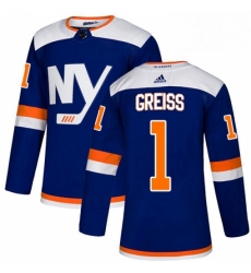 Mens Adidas New York Islanders 1 Thomas Greiss Premier Blue Alternate NHL Jersey 