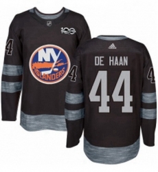 Mens Adidas New York Islanders 44 Calvin de Haan Authentic Black 1917 2017 100th Anniversary NHL Jersey 