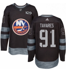 Mens Adidas New York Islanders 91 John Tavares Authentic Black 1917 2017 100th Anniversary NHL Jersey 