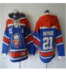 New York Islanders #21 Kyle Okposo Baby Blue Sawyer Hooded Sweatshirt Stitched NHL jersey