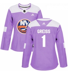 Womens Adidas New York Islanders 1 Thomas Greiss Authentic Purple Fights Cancer Practice NHL Jersey 