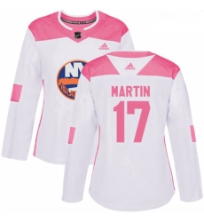 Womens Adidas New York Islanders 17 Matt Martin Authentic WhitePink Fashion NHL Jersey 