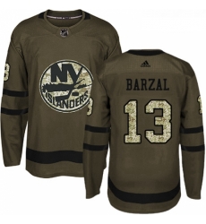 Youth Adidas New York Islanders 13 Mathew Barzal Premier Green Salute to Service NHL Jersey 