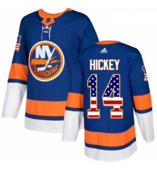 Youth Adidas New York Islanders 14 Thomas Hickey Authentic Royal Blue USA Flag Fashion NHL Jersey 