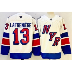 Men New York Rangers 13 Alexis Lafreniere White 2024 25 Stadium Series Stitched Jersey