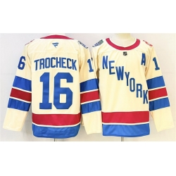 Men New York Rangers 16 Vincent Trocheck Beige 2025 26 Winter Classic With A Patch Stitched Hockey