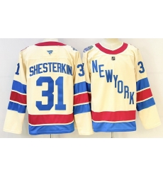 Men New York Rangers 31 Igor Shesterkin Beige 2025 26 Winter Classic Stitched Hockey