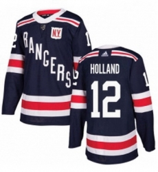 Mens Adidas New York Rangers 12 Peter Holland Authentic Navy Blue 2018 Winter Classic NHL Jersey 