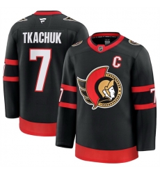 Men Ottawa Senators 7 Brady Tkachuk Black 2024 25 Home Stitched Hockey Jersey