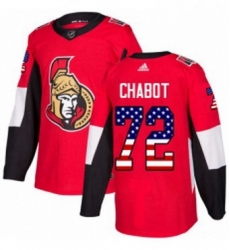 Mens Adidas Ottawa Senators 72 Thomas Chabot Authentic Red USA Flag Fashion NHL Jersey 