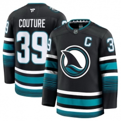 Men San Jose Sharks 39 Logan Couture Black 2024 25 Alternate Stitched Hockey Jersey