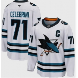 Men San Jose Sharks Macklin Celebrini #71 White  Home With C Patch Stitched Hockey Jersey