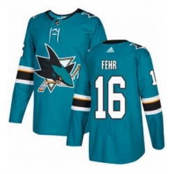 Mens Adidas San Jose Sharks 16 Eric Fehr Authentic Teal Green Home NHL Jerse