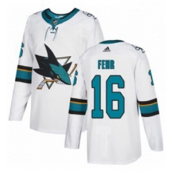 Mens Adidas San Jose Sharks 16 Eric Fehr Authentic White Away NHL Jerse