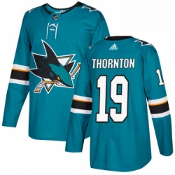 Mens Adidas San Jose Sharks 19 Joe Thornton Premier Teal Green Home NHL Jersey 