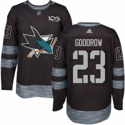 Mens Adidas San Jose Sharks 23 Barclay Goodrow Authentic Black 1917 2017 100th Anniversary NHL Jersey 