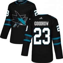 Mens Adidas San Jose Sharks 23 Barclay Goodrow Premier Black Alternate NHL Jersey 