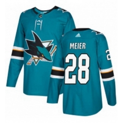 Mens Adidas San Jose Sharks 28 Timo Meier Authentic Teal Green Home NHL Jersey 