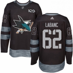 Mens Adidas San Jose Sharks 62 Kevin Labanc Authentic Black 1917 2017 100th Anniversary NHL Jersey 