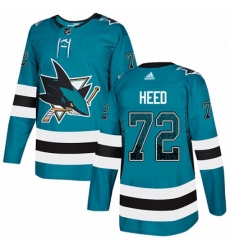 Mens Adidas San Jose Sharks 72 Tim Heed Authentic Teal Drift Fashion NHL Jersey 