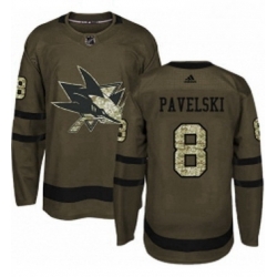 Mens Adidas San Jose Sharks 8 Joe Pavelski Premier Green Salute to Service NHL Jersey 