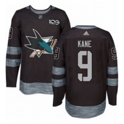 Mens Adidas San Jose Sharks 9 Evander Kane Authentic Black 1917 2017 100th Anniversary NHL Jerse