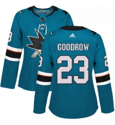 Womens Adidas San Jose Sharks 23 Barclay Goodrow Premier Teal Green Home NHL Jersey 