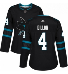 Womens Adidas San Jose Sharks 4 Brenden Dillon Premier Black Alternate NHL Jersey 