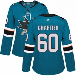 Womens Adidas San Jose Sharks 60 Rourke Chartier Premier Teal Green Home NHL Jersey 