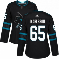 Womens Adidas San Jose Sharks 65 Erik Karlsson Premier Black Alternate NHL Jersey 