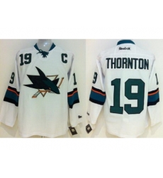 Kids San Jose Sharks 19 Joe Thornton White NHL Hockey Jersey New Style